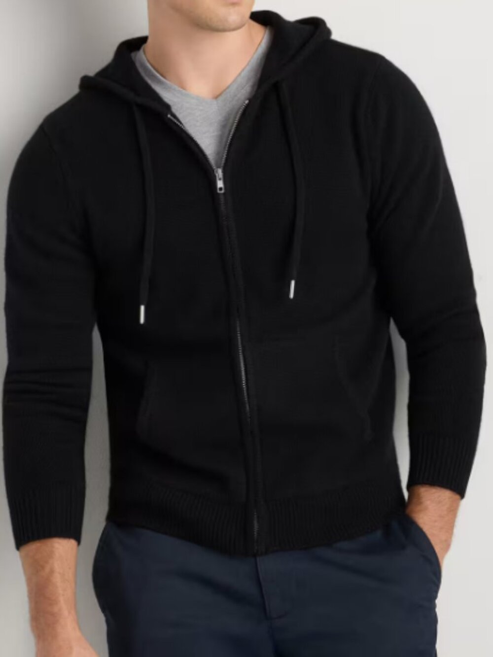 Quince Mongolian Cashmere Full-Zip Hoodie Black S NWT
